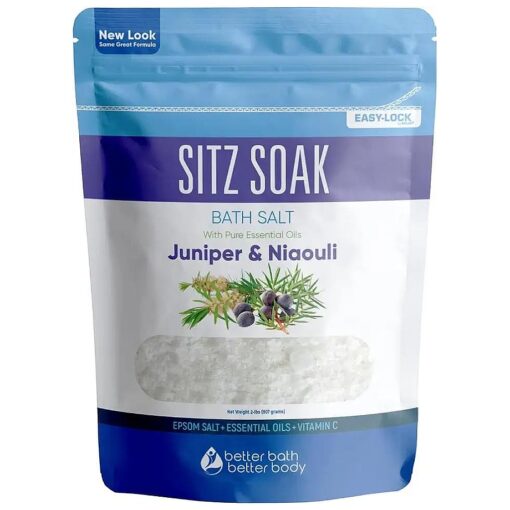 Sitz Bath Soak 2-Lbs Sitz Salt Epsom Salt Hemorrhoid Soothing with Pure Essential Oils in BPA Free Pouch with Press-Lock Seal Made in USA