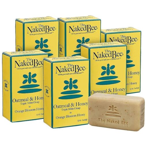 The Naked Bee Oatmeal & Honey Triple Milled Soap, 5 Ounce, 6 Pack, Orange Blossom Honey