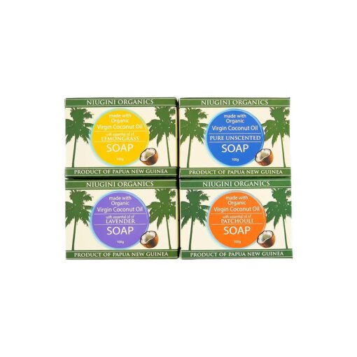 Certified Super Organic Natural Bar Soap From Premium Coconut Oil - Cold Pressed Bath Soap for Men & Women - Face & Body Soap Bars - Jabon De Bano ( Mixed, Pack of 4 )