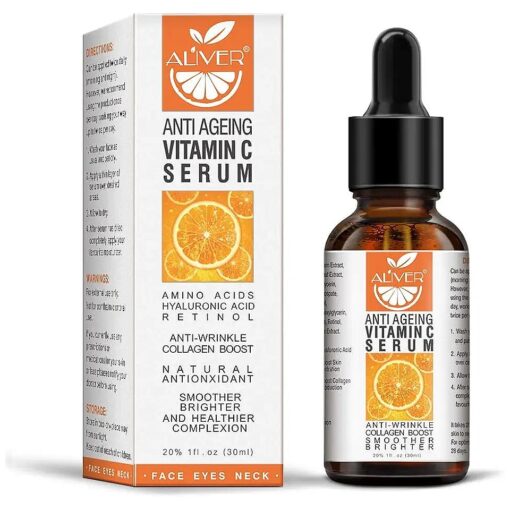 Organic Vitamin C Serum for Face/Body with Hyaluronic Acid, with 20 % Vitamin C & 100 % Vegan, Retinol & Amino Acids - Boost Skin Collagen, Anti Aging & Wrinkle Facial Serum, Retinol Serum for All Skin