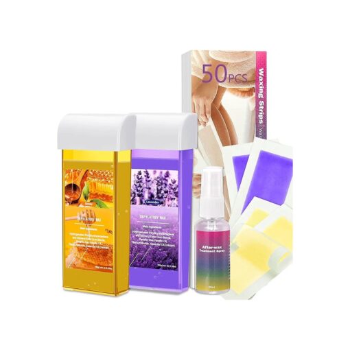 Roll On Wax Kit, Hawcay Depilatory Wax For Sensitive Skin, Waxing Kit For Women And Men At Home, Honey And Lavender Wax Roller For Larger Areas Of The Body