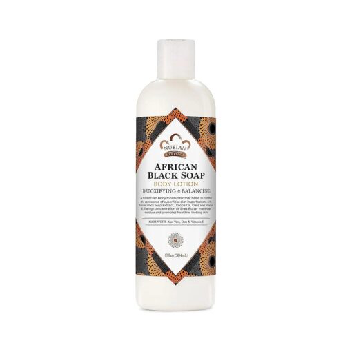 Nubian Heritage Body Lotion African Black Soap for Dry Skin Paraben Free Body Moisturizer, 13 oz