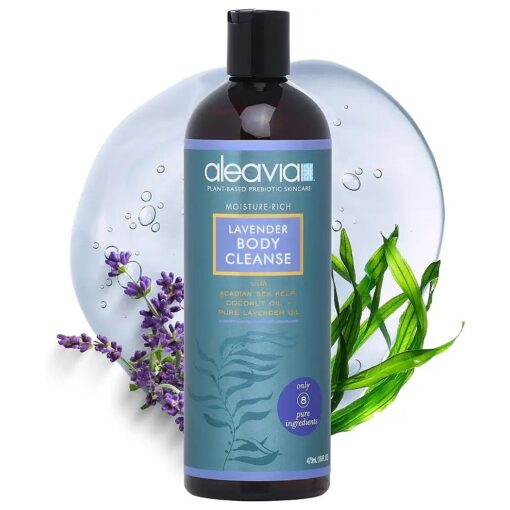 Aleavia Lavender Body Cleanse - Organic & All-Natural Prebiotic Body Wash, Scented with Pure Essential Oils - Nourish Your Skin Microbiome - 16 Oz .