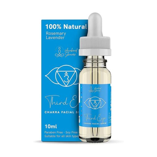 Third Eye Chakra Facial Serum Essential Oil Blend, Natural & Organic Moisturizing Serum for Face with Sunflower, Argan, Apricot, Rosemary, Lavender Oils for Spiritual Journey, Peace, Deeper Connection