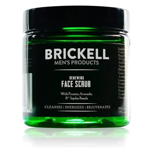 Brickell Men 's Renewing Face Scrub for Men, Natural and Organic Deep Exfoliating Facial Scrub Formulated with Jojoba Beads, Coffee Extract and Pumice, 4 Ounce, Scented