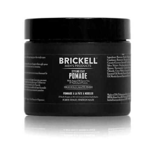 Brickell Men 's Products Hair Styling Clay Pomade For Men, Natural & Organic with Strong Hold & Matte Finish, Product for Modern Hairstyles, 2 Ounces, Scented