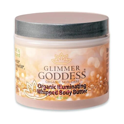 GLIMMER GODDESS Organic Whipped Body Butter - Subtle Level 1 Rose Gold Shimmer, 4.0 oz