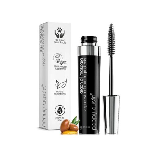 Poppy Austin Mascara 9g - Lash Mascara - Organic Mascara, Paraben-Free, Vegan Mascara, Cruelty-Free Mascara - Hypoallergenic Mascara Lengthening & Volumizing with Argan Oil, Natural Mascara ( Black )