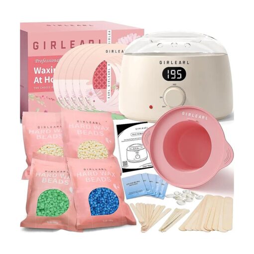 Premium Digital Waxing Kit for Women and Men, Wax Warmer Hair Removal at Home with Wax Beads & Silicone Pot, Target Different Types of Sensitive Skin Brazilian Bikini, Facial, Leg, Full body