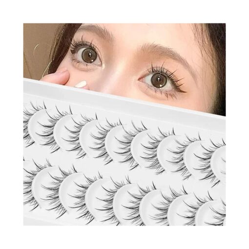 outopen Manga Lashes with Clear Band Japanese Anime Cosplay Eyelashes Asian False Eyelashes Natural Look Like Individual Clusters ( B02-Asian Style | 9-13MM )