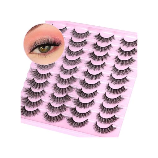 TNFVLONEINS Cat Eye Lashes Natural Look False Eyelashes Fluffy Mink Lashes Wispy 20 Pairs Natural Lashes 4 Styles Fake Lashes Strips Fake Eyelashes Multipack