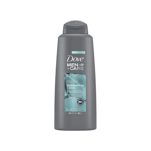 Dove Men + Care 2 in 1 Shampoo and Conditioner for Healthy-Looking Hair Eucalyptus + Birch Naturally Derived Plant Based Cleansers, 20.4 Oz