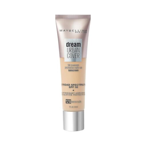 Maybelline Dream Urban Cover Flawless Coverage Foundation Makeup, SPF 50, Warm Nude