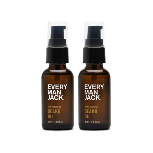 Every Man Jack Sandalwood Beard Oil for Men - Naturally Moisturize & Soften Your Beard w/Shea Butter & Argan Oil - Relieve Itch and Flakes - 1 fl oz ( 2 Pack )