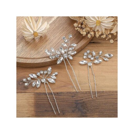 Waydress 6 Pcs Wedding Hair Pin Bridal Hair Clips for Wedding Flower Hair Pins Decorative Women Girls Rhinestone Hair Jewelry Accessories Crystal Floral Barrettes Vintage Headpiece Bridesmaids