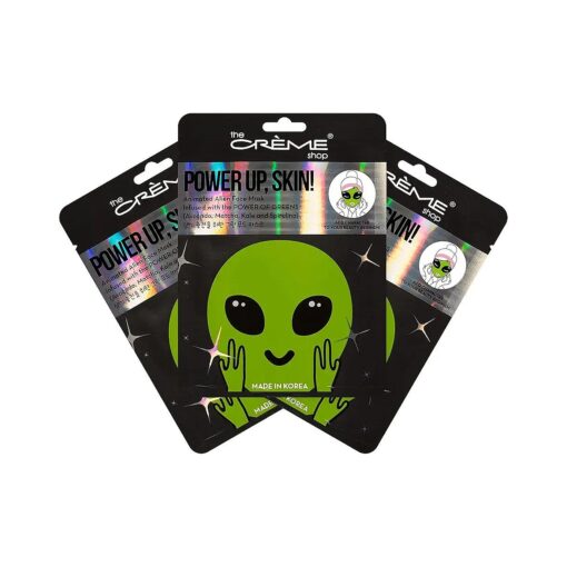 The Creme Shop Animal Sheet Mask, Korean, Hydrating, Collagen, Vitamin C, Anti-Aging - Pack of 3 ( Alien )