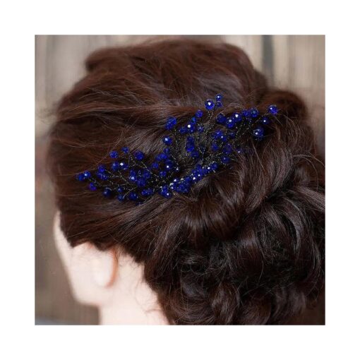 FXmimior Bridal Women Navy Blue Vintage Crystal Rhinestone Vintage Hair Comb Wedding Party Hair Accessories