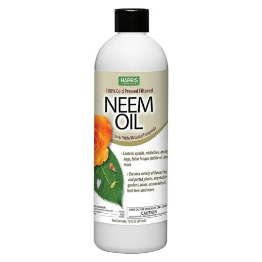 HARRIS Neem Oil, 100 % Cold Pressed and Unrefined Concentrate for Plant Spray, High Azadirachtin Content, 12 Ounce