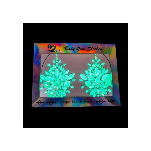 glow in the dark face gems halloween makeup body gems stick on body jewels festival nipple sticker mermaid body makeup Rave Accessories for Adult Costume makeup ( TP351 chest paste )