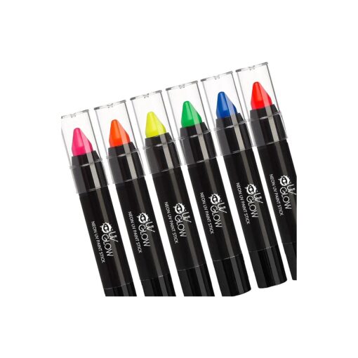 Neon UV Paint Stick/Face & Body Crayon - Genuine and original UV Glow product - glows brightly under Blacklights ! ( Set of 6 )