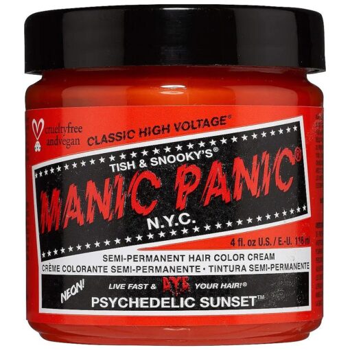 Psychedelic Sunset Neon Orange Hair Dye - Classic High Voltage - Semi Permanent Radiant, Fiery, Neon Orange Hair Color - Vegan, PPD And Ammonia Free ( 4oz )