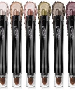 Neutral Eyeshadow Stick Makeup Set, Metallic Shimmer Matte Cream Eye Shadow Eyeliner Brightener Pencil Crayon - Classic 6PCS A005