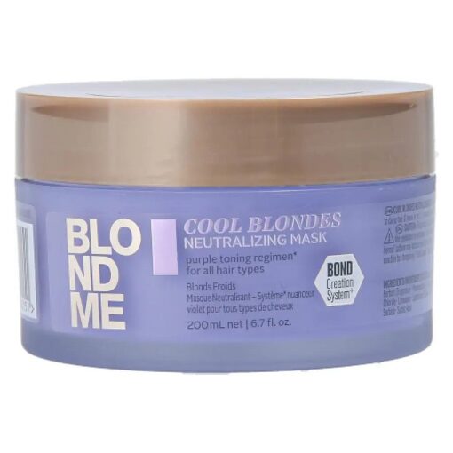 BlondMe Cool Blondes Neutralizing Mask - Deep Conditioning Treatment with Purple Toning Pigments - Neutralizes Yellow Tones and Brassiness in All Blonde Hair Types