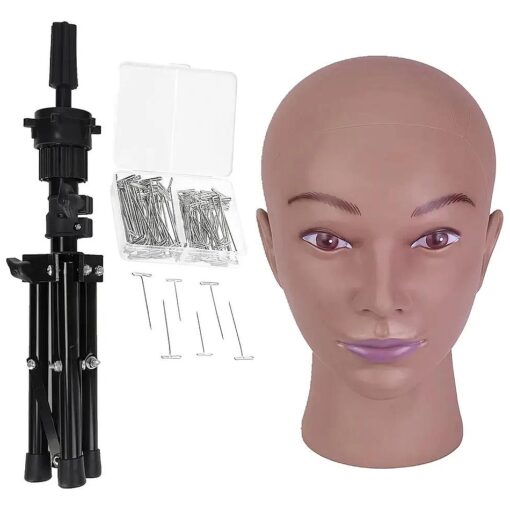 Neverland Bald Mannequin Head, Wig Stand with Head, Afro Female Wig Head for Wigs Making and Display, Manikin Head with Wig Tripod Stand T-pin Kit