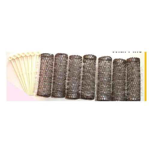 2 Packs ( 14 total ) MEDIUM BRUSH ROLLERS & PINS Hair Curlers Bristles 2 1/2" x 3/4" NEW