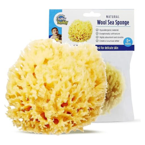 Baby Buddy Natural Wool Sea Sponge, Newborn Bath Time Essential, Ultra Soft for Delicate Skin, Hypoallergenic and Biodegradable, 1 Pack