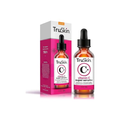 TruSkin Vitamin C Super Serum with Niacinamide, Retinol, Hyaluronic & Salicylic Acid ( BHA ) - All-in-One Anti Aging Facial Serum for Brightening, Firming, Dark Spots, Discoloration - 1 fl oz