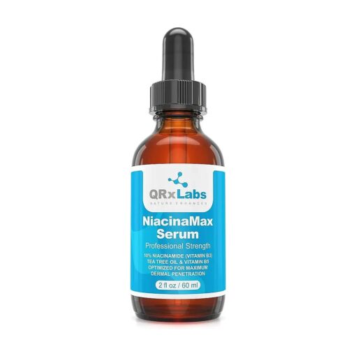 NiacinaMax Serum with 10 % Niacinamide ( Vitamin B3 ), Tea Tree Oil, Calendula Extract, Allantoin and Vit, B5 & E - Enhanced Dermal Penetration - Shrinks Pores & Reduces Blemishes on Skin - 2 oz / 60 ml