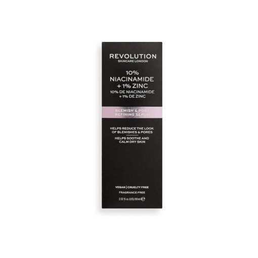 Revolution Skincare Blemish & Pore Refining Serum - 10 % Niacinamide and 1 % Zinc, Targets Blemishes and Large Pores, Vegan & Cruelty Free, 2.02fl.oz/60ml