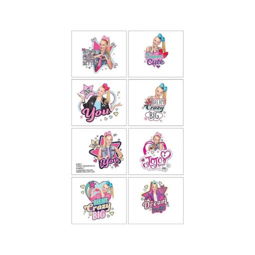 Jojo Siwa Tattoos, 2" x 1 3/4", Multicolor - 8 Pcs .