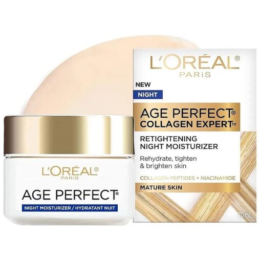 L'Oreal Paris Skin Care Age Perfect Night Cream, Anti-Aging Face Moisturizer With Soy Seed Proteins, 2.5 Oz