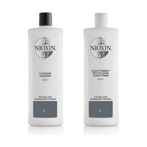 Nioxin System 2 for Natural Hair with Progressed Thinning Cleanser Shampoo and Scalp Therapy Conditioner