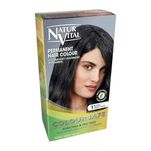 Permanent Hair Dye, Permanent Hair Color, Coloursafe, No Ammonia, Resorcinol, Parabens, or PDD, ( ~1 Black Hair )