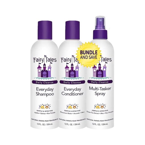 Fairy Tales Daily Cleanse Shampoo, Conditioner, and Spray For Kids 3 pack ( 12 oz ) | Made with Natural Ingredients in the USA | No Parabens, Sulfates, or Synthetic dyes