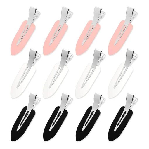 No Crease Hair Clips, 12Pcs No Bend Hair Clips Makeup Flat Hair Clips for Styling Sleeping Makeup Application