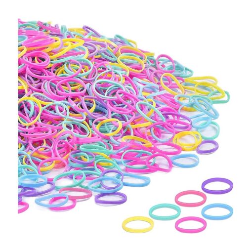 Colored Rubber Bands for Hair, TsMADDTs 1500PCS Hair Elastics No Damage for Girls Kid Hair Braids, Small Clear Elastic Hair Ties ( 13mm in Width and 19mm in Length )