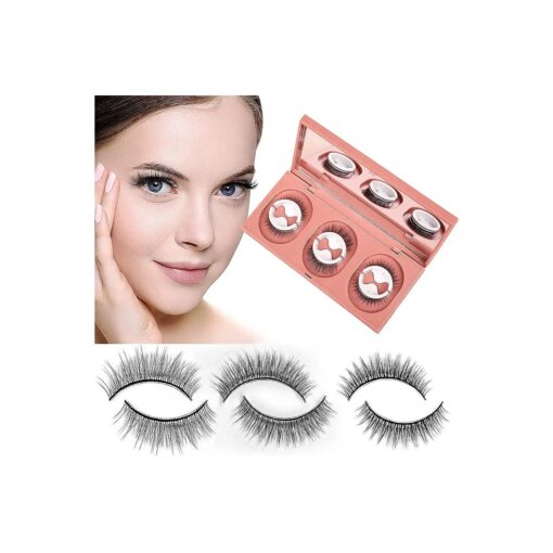 Reusable Self-Adhesive Eyelashes No Lashes or Glue Needed, False Lashes Stable and Easy to Put On, Natural Look and Waterproof Fake Eyelashes, Gift for Women ( 3-Pairs ) ...