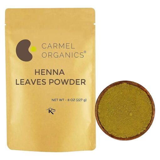 CARMEL ORGANICS Henna Leaves Powder ( 8 Ounce or 227 Grams ) for Hair Color | Made by Natural and Pure Henna Leaves | No Added Preservatives or Color | Lawsonia inermis