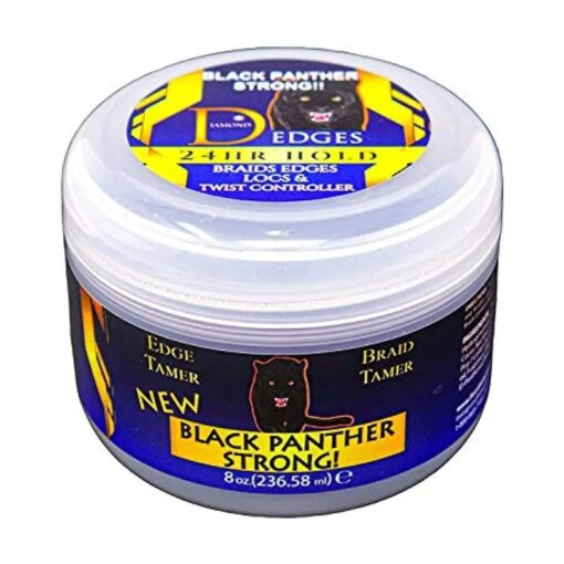 DIAMOND EDGES BLACK PANTHER STRONG - Edge Control & Styling Gel, 24 Hour Hold w/No Flakes, Ideal for Curly Hair, 8 Ounces