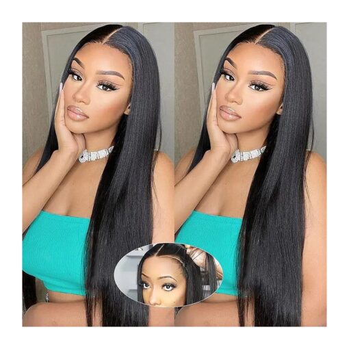 5x5 HD Lace Closure Wigs Human Hair Wear and Go Glueless Wigs Human Hair Pre Plucked Pre Cut Straight Lace Front Wigs Human Hair 180 % Density Glueless Wigs Human Hair 28 Inch