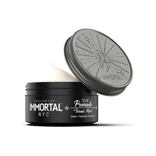 Immortal NYC Iconic Men Cream Pomade - Flex Medium/Stong Hold - Low Shine All Natural Water-Based Hair Cream Pomade for Men - No Residue, All Hair Types