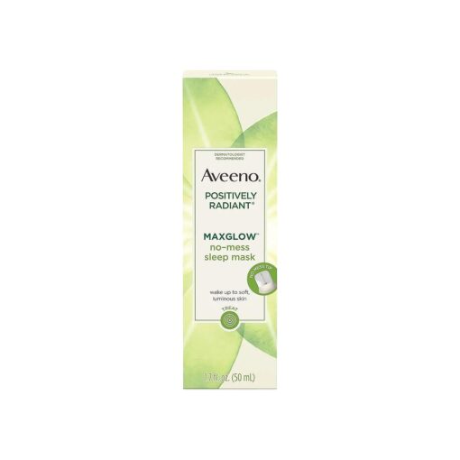 Aveeno Positively Radiant MaxGlow No-Mess Hydrating Sleep Mask with Moisture Rich Soy & Kiwi Complex, Hypoallergenic, Non-Comedogenic, Paraben- & Phthalate-Free, 1.7 fl, oz