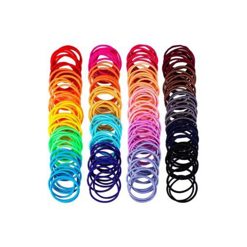 TecUnite 200 Pieces No-metal Hair Elastics Bulk Rubber Bands Hair Ties Ponytail Holders Hair Bands for Women Girls ( Multicolor,2 mm X 5 cm )