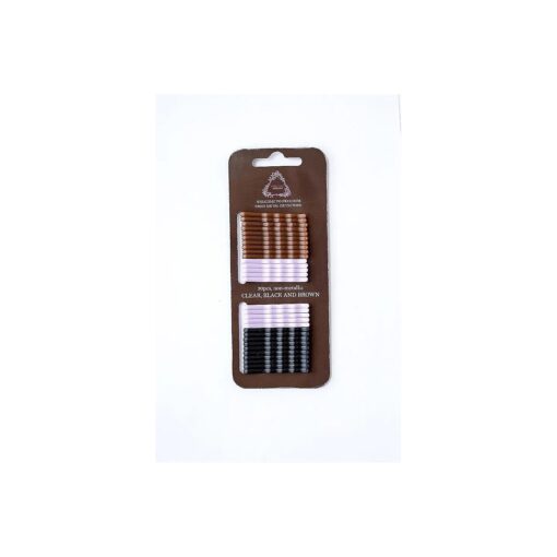 Metal Free Bobby Pins - BLACK-BROWN-CLEAR