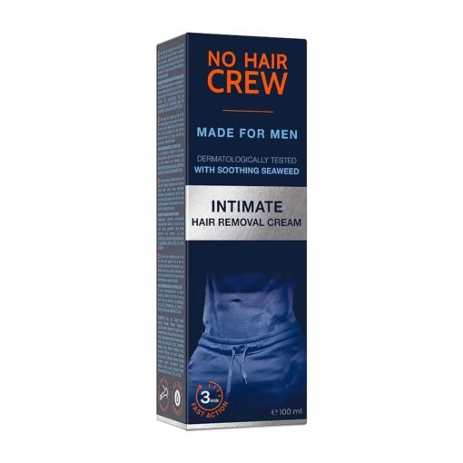 No Hair Crew Intimate/Private At Home Hair Removal Cream for Men - Painless, Flawless, Soothing Depilatory for Unwanted Coarse Male Body Hair, 100ml