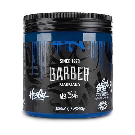 BARBER MARMARA No.34 Hair Styling Gel 500 ml - Men 's Hair Gel - Strong Hold - No Gluing and No Residue - Alcohol Free - Fresh Fragrance - Hair Gel - Wet Hair Look - Rubber Effect